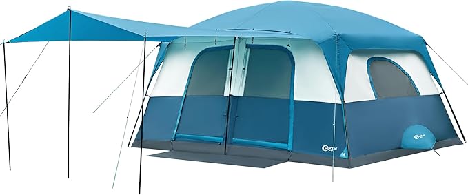 PORTAL 8 Person Tents for Camping, Easy Setup Cabin Tent with Large Porch, 2 Room, Waterproof Family Camping Tent for Outdoor Camping, Patio