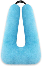Travel Pillow, Car Pillow for Kids & Adults - Ergonomic Travel Pillows Sleeping Aid for Neck & Body Support, Car Travel Essentials Pillow on Road Trips-Gray (Blue)