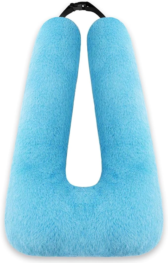 Travel Pillow, Car Pillow for Kids & Adults - Ergonomic Travel Pillows Sleeping Aid for Neck & Body Support, Car Travel Essentials Pillow on Road Trips-Gray (Blue)