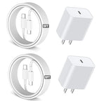 6FT iPhone 17 16 15 Charger Fast Charging, 2Pack 20W USB C Apple Charger Travel Plug Block Phone Charging Cable Cord for iPhone 17 Air/17 Pro/17 Pro Max/16e/16 Pro Max/16 Plus/15/15 Pro/15Pro Max/iPad