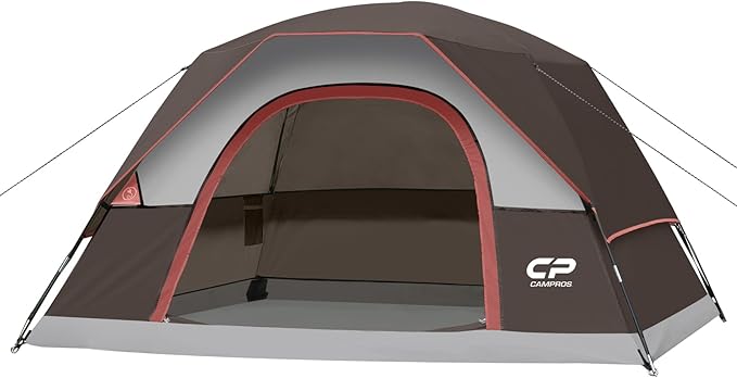 CAMPROS CP Tents for Camping 4 Person Tent Waterproof Windproof Double Layer Camping Tent, Easy Setup Dome Tent with Large Mesh Windows & Wider Door for Outdoor Camping & Hiking