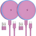 MagSafe Charger 2 Pack 15W Magnetic Wireless Charger Fast Charging Pad Compatible with iPhone 17/16/15/14/13/12 Series & AirPods 4/3/2/Pro Magnetic MagSafe Charging Pad with Dual Ports-Purple