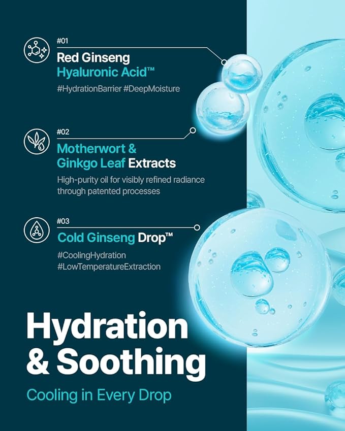 Donginbi Hydra Bounce Skin Care Set - Hydrating Toner(5.07 floz), Korean Red Ginseng Essence(4.4 floz), Firming Cream, and Face Moisturizer with Hyaluronic Acid, Korean Skin Care Gifts for Women