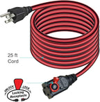 OSKOS 8-Grounded-Outlet Power Hub with Swivel Safety Cover (UL Certified), Outdoor Use, Resettable 15A Circuit Breaker, 25FT Extension Cord with Locking Outlet (ETL Listed). Combo Pack.