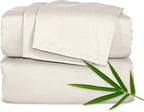 Pure Bamboo King Sheets, Genuine 100% Organic Viscose Derived from Bamboo Bed Sheet Set, Luxuriously Soft & Cooling, Double Stitching, Lifetime Quality Promise (King, Creme)