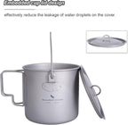 iBasingo 1100ml Titanium Mug Camping Cup Tea Coffee Water Pot with Lid Ultralight Outdoor Travel Tableware with Foldable Handle Picnic Backpacking Trekking Portable Drinkware Survival Gear Ti3041D