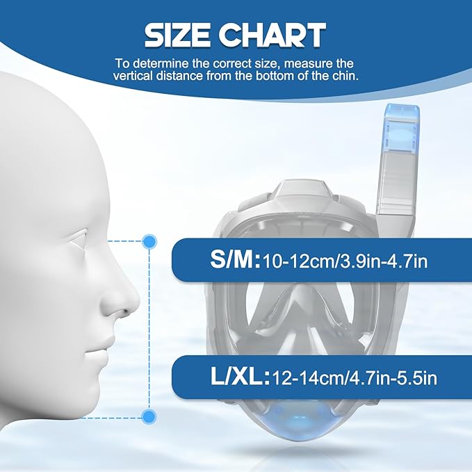 Supertrip Full Face Snorkel Mask Adults, Snorkeling Gear for Adults with Shorten Breathing Distance, Snorkel Mask for 180°Panoramic View Camera Mount Advanced Breathing System, Anti-Fog Anti-Leak