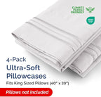 Pillowcases - Ultra Soft Hotel Quality Pillowcase Covers - Comfy, Cozy & Wrinkle Free - Shrinkage and Fade Resistant - Machine Washable Pillow Protectors - (King, French Grey, 4 Piece Set)