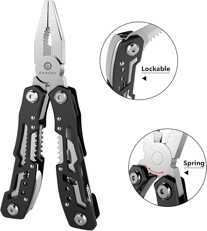14-In-1 Multitool with Safety Locking, Professional Stainless Steel Multitool Pliers Pocket Knife, Bottle Opener, Screwdriver with Nylon Sheath ，Apply to Survival,Camping, Hunting and Hiking