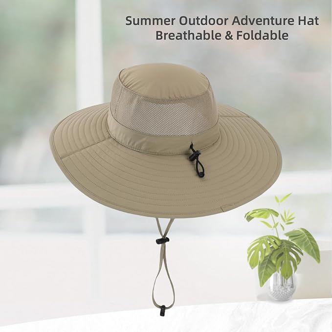 Home Prefer UPF50+ Mens Sun Hat Wide Brim Fishing Hat Foldable Large Brim UV Protection Sun Hat for Men Women Beach Gardening