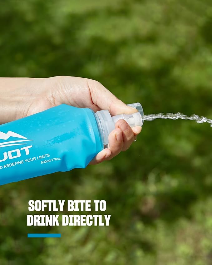 Running Vest Soft Flask, BPA-Free 500ml Collapsible Water Bottle for Hydration Backpack, Folding Water Bottle for Hiking Cycling Climbing