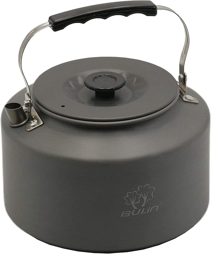 Bulin Camping Kettle, 2.2L Large Portable Stovetop Tea Kettle Fast Heating Boiling Hot Water for Open Fire Lightweight Coffee Pot with Anti-Scald Handle & Carry Bag for Outdoor Hiking Picnic Travel