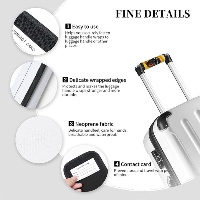 2 Pack Luggage Handle Wrap with Travel Tags - Non-Slip Protective Cover Soft Handle Grips Covers for Suitcase(Desert Trucks)