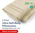 Long Pillowcases - Body Pillow Cover - Long Pillow Insert for Sleeping, Side Sleepers - Soft & Breathable Body Pillow Case with Envelope Enclosure - Comfy, Cozy & Machine Washable - 20" x 54" (Cream)