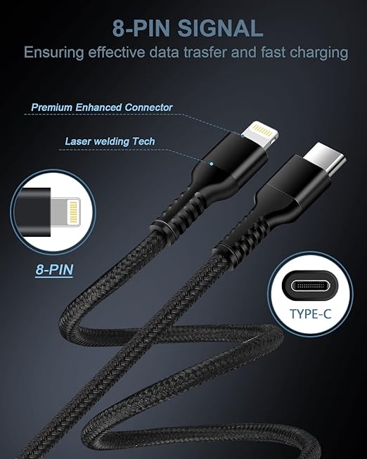 USB Type C Lightning Cable, Super Fast Pd iPhone Charging Cords Apple Certified Original Usbc Lightening Wire Power Chord for iPhone 14 13 Pro Max 12 11 SE 10 X XR XS 8 Plus USB-c Lighting Charger-6ft