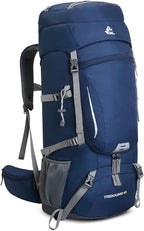 Bseash 60L Waterproof Hiking Camping Backpack with Rain Cover, Lightweight Outdoor Sport Travel Daypack for Climbing Touring (Blue)