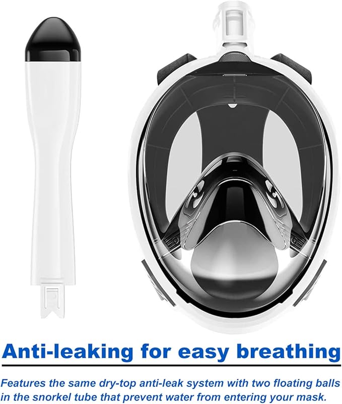 Full Face Snorkel Mask, Diving Mask for Kids and Adults,180° Panoramic View Snorkel Mask with Camera Mount, Safe Breathing, Anti-Leak&Anti-Fog