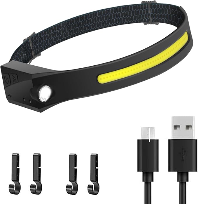 The Ultimate Hands-Free Headlamp 2-Pack: 230° Beam & Motion Sensor - Rechargeable, Weatherproof, 2-Light Source for Adults & Kids