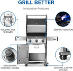Napoleon Rogue 425 Propane Gas Grill, Stainless Steel, Durable 3-Burner Grill