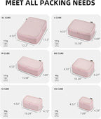 6 Set Compression Packing Cubes, Suitcase Storage Bags for Clothes and Travel Essentials (Dusty Pink)