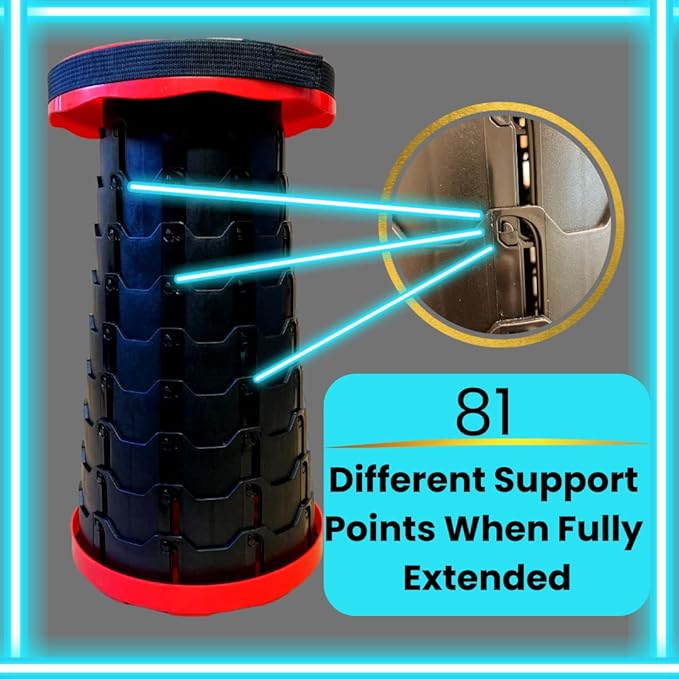 Smith & Barker Upgraded for 2025 Premium Telescopic Folding Stool for Adults and Children Outdoor Indoor Portable Collapsible Foldable Fishing Hiking Camping Festivals Seat (Black)