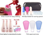 3 Pack Portable Food Grade Squeeze Silicone Liquid Travel Bottles For Shampoo, Conditioner, Lotion, Toiletries (3 OZ Pink + White + Blue)