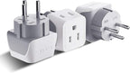 Ceptics Israel Plug Adapter - 2 in 1 Type H Adapter, US to Jersusalem Plug Adapter - Israel, Palestine Travel Adapter Plug, - Dual USA Inputs, CE, RoHS - 3 Pack