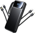 Power Bank, Portable Charger with Built in Cable 22.5W Fast Charging Battery Pack 10000mAh Slim 6 Outputs 3 Inputs LED Display Phone Charger for iPhone Samsung Pixel Moto iPad Travel Essential Gift