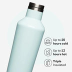 Corkcicle Classic Canteen Insulated Water Bottle - Stainless Steel Reusable Tumbler - Triple Insulated - Keeps Drinks Cold 25 Hours or Hot 12 Hours - Cupholder Friendly - Gloss Powder Blue - 25 oz