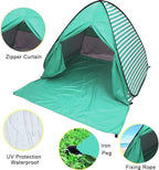 Pop Up Beach Tent Shade Sun Shelter UPF 50+ Canopy Cabana 2-3 Person for Adults Baby Kids Outdoor Activities Camping Fishing Hiking Picnic Touring (Lake Green Stripes)