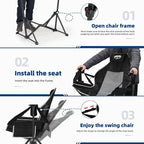 Portable Hammock Camping Chair with Adjustable Back, Folding Hammock Chair Supports 330lbs, Camping Swing Chair for Adults, Camping Hammock Chair for Lawn, Concerts, Backyard, Stargazer