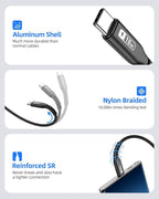 SUNGUY USB C Cable 3FT [3Pack] 3A USB to USB C Cable Fast Charging Data Transfer Braided Compatible with iPhone 16 15 Pro/Pro Max/Plus, Samsung Galaxy S23/S22/S21, Note10/9, USB C Devices, Black
