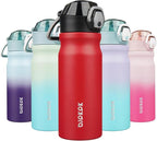 BJPKPK 18oz Insulated Water Bottle With Straw Stainless Steel Double Wall Water Bottles BPA Free Leak Proof Thermo With Lockable Flip Lid And Soft Silicone Spout,Red