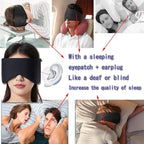 Silk Eye Sleep Mask for Sleeping Women Men, Blackout Blindfold Eye Mask+soundproof Ear Plugs, Rest Like A Deaf or Blind Person,Earplugs Cooling Satin Mask for Travel Night Best Sleep Mask (Purple)