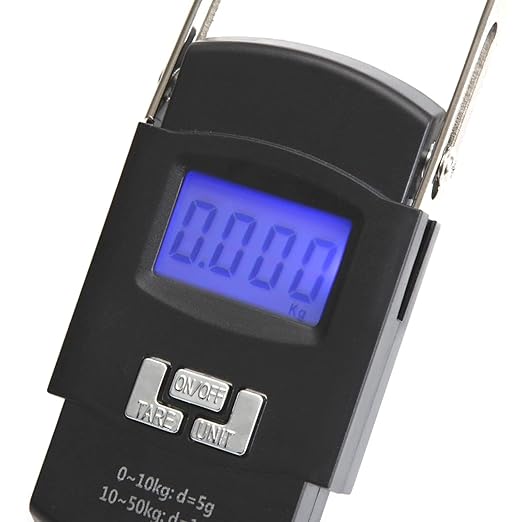Digital Luggage Scale 110lb /50kg Portable Mini Electronic Scale with Fishing Hook Tare Function Backlit LCD Display Luggage Scales for Suitcases with Hook Handheld Luggage Scale with Hook