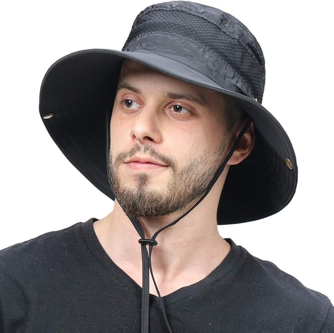 CAMOLAND Mens Fishing Hat Wide Large Brim Sun Hat with Outdoor UV Protection