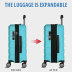 KROSER Hardside Expandable Carry On Luggage with Spinner Wheels & Built-in TSA Lock, Durable Suitcase Rolling Luggage with USB Port, Carry-On 20-Inch, Lake Blue