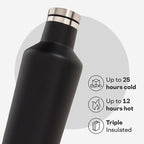 Corkcicle Classic Canteen Insulated Water Bottle - Stainless Steel Reusable Tumbler - Triple Insulated - Keeps Drinks Cold 25 Hours or Hot 12 Hours - Cupholder Friendly - Matte Black - 16 oz