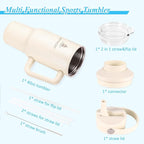 40 oz Tumbler with Handle and Straw or Convert to 40 oz Insulated Water Bottle Fits in Cup Holder. Stainless Steel Metal Water Flask with 2 Lids for Travel,Camping,Gym Sports Coffee Mug Thermal Cup