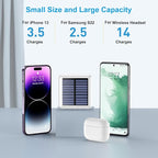 Solar Power Bank 12000mAh,Small Solar Charger Built in 4 Cables,USB C Input/Output,Dual Flashlight External Battery Portable Charger Power Bank for iPhone,Tablet,Samsung