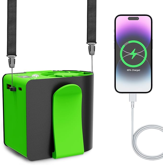 Portable Waist Fan Brushless Rechargeable 15000mAh, 7 Speeds 15000RPM Strong Airflow Clip On Belt Fans, Wearable Neck Fan for Outdoor, Jobsite, Travelling, Warehouse - Max 32H Runtime