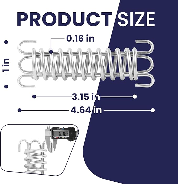 2 Pcs Stainless Steel Absorbing Spring, Heavy-Duty Porch Swing Spring and Tent Rope Spring Buckle for Hammock Chair, Punching Bag, Dog Leash, Camping and Outdoor Use
