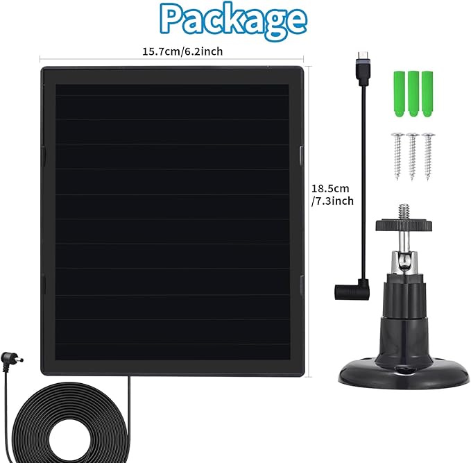 Solar Panel Charger for Ring Camera, Compatible with Ri ng Stick Up Cam, Stick Up Cam Pro, Ring Spotlight Cam Plus/Pro, 6W5V 13ft Charging Cable (Black-1Pack)