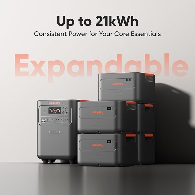 Jackery HomePower 3600 Plus Portable Power Station and Extra Battery with 2x 200W, 3600W AC Output, 7168Wh LFP Solar Generator, Expandable up to 43kWh, Essential Home Backup for Home Use, Emergencies