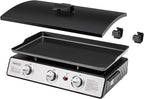 Royal Gourmet PD2301S 3-Burner Tabletop Propane Gas Griddle with Hard Cover, 24 Inch Portable Griddle for Outdoor Cooking While Camping or Tailgating, Silver & Black