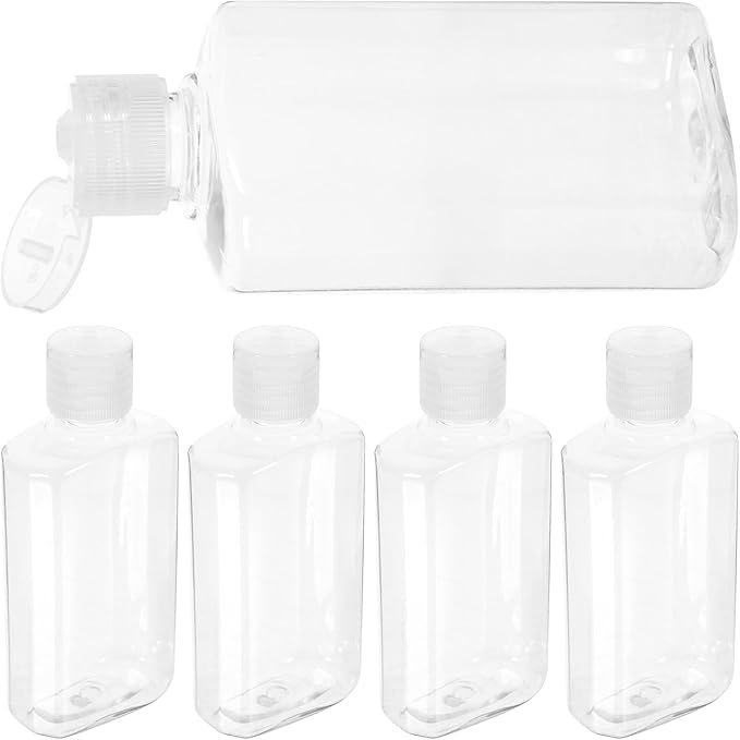 Amosfun 5pcs 100ml Flip Cap Travel Toiletries Bottles Refillable Plastic Lotion Squeeze Containers for Tsa-approved Cabin Use