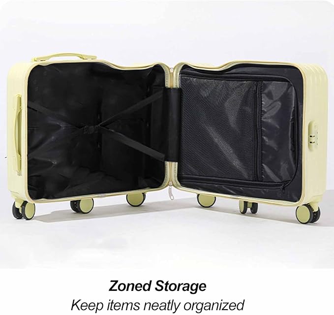Ride-on Luggage for Kids, Children's Trolly Case with 6-Spinner Wheels & Retractable Cup Holder, Suitcase Stroller, Hardshell Carry On Suitcase(Yellow,22in)