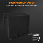 Heavy Duty Grill Cover Fit Camp Chef FTG600 Flat Top Grill Patio Cover, 600D Weather Resistant & Waterproof BBQ Cover,Black