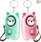 Personal Alarm Keychain 130dB 2 Pack, Multi-Function with LED Light, Safety Loud Self Defense for Women Girl Kids Elderly, Portable Security Cute Safe Sound Siren (Green+Pink)