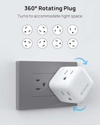 TROND Multi Plug Wall Outlet 2 Pack, 3 Way Outlet Adapter with 360 Rotating Plug, Cruise Ship Essentials, Small Wall Extender for Bathroom, Kitchen, Home, Office, Dorm